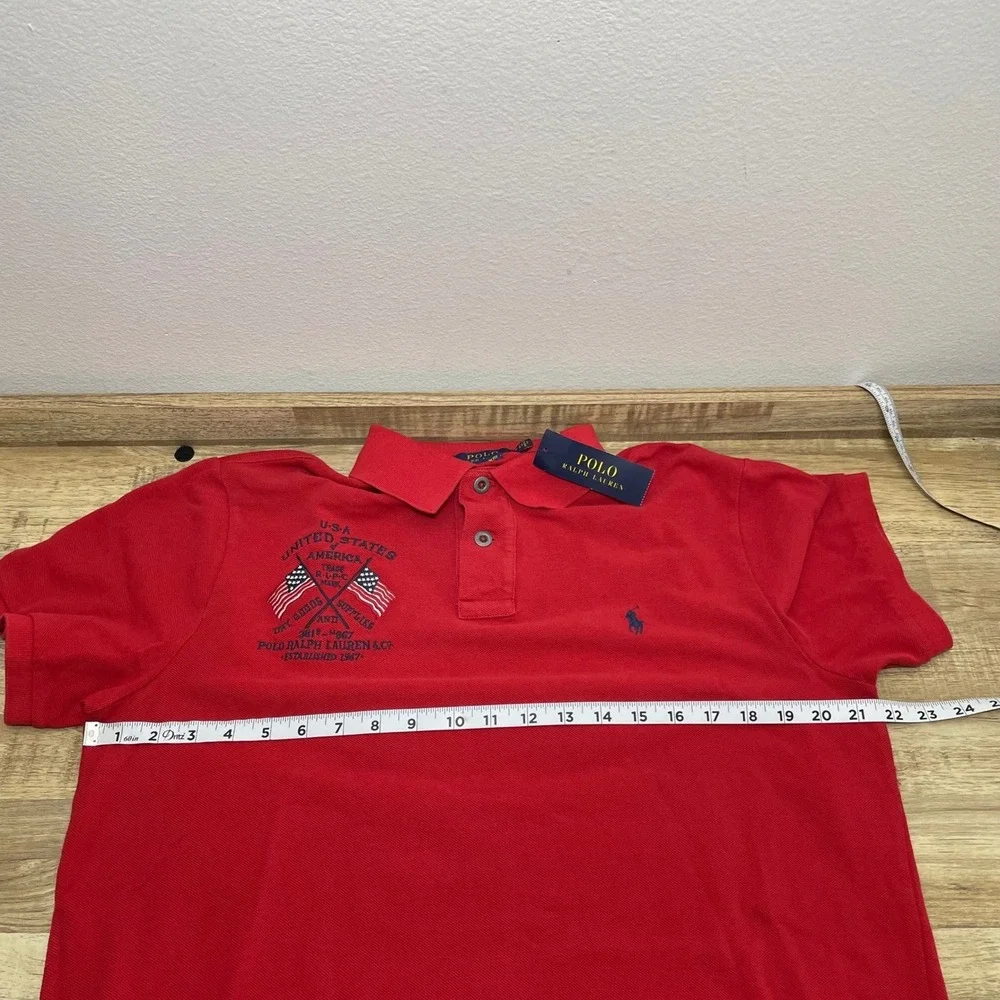 Polo Ralph Lauren USA Flag Eagle Polo Shirt Red Patriotic July 4th Men's XL New